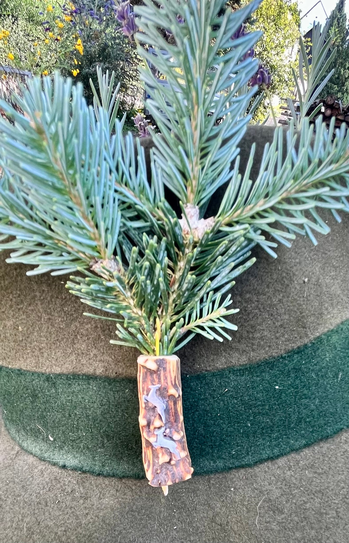 Bruchhalter aus Rehbockhorn mit zwei Rehböcken aus Edelstahl